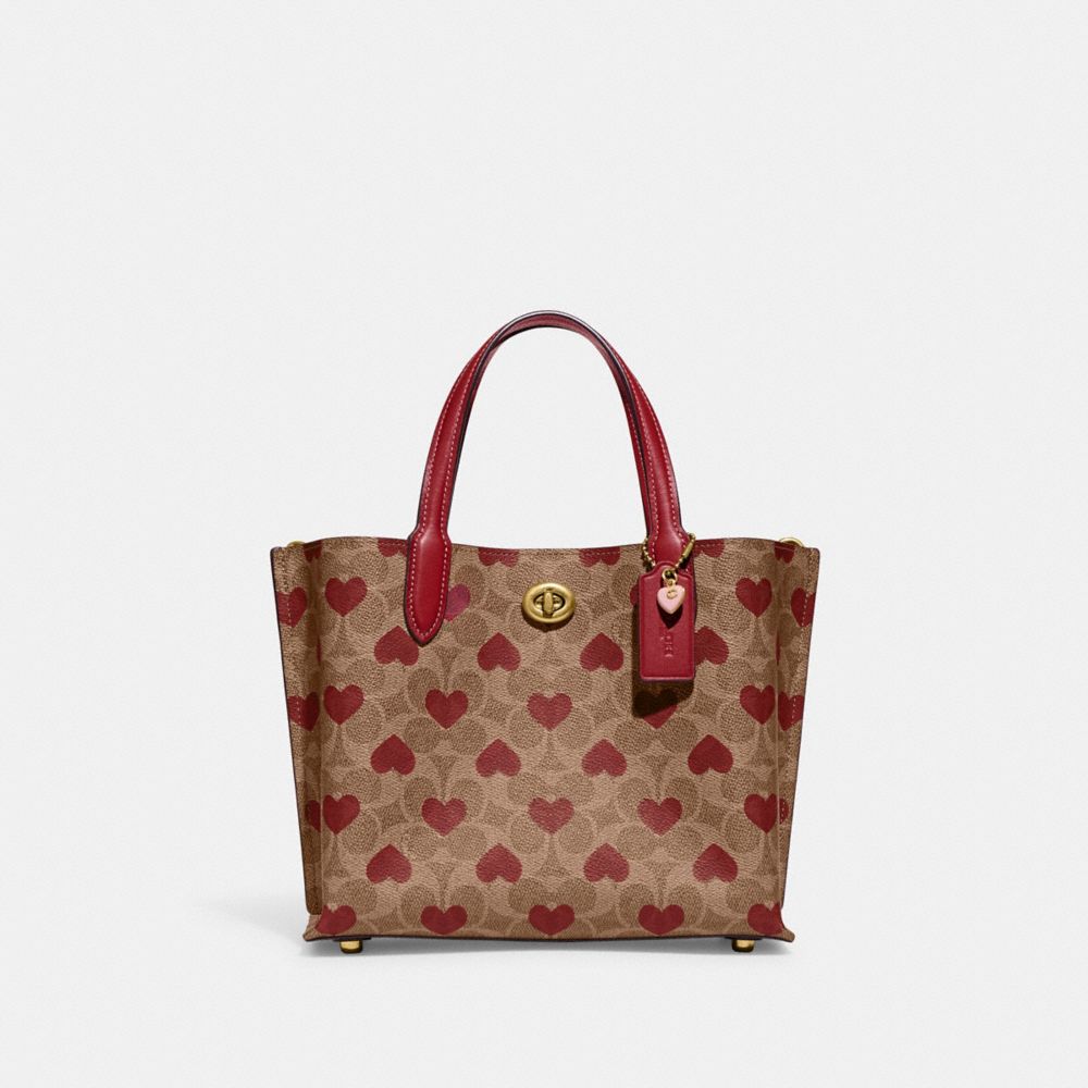 COACH Restored Willow Tote 24 In Signature Canvas With Heart Print in Pink