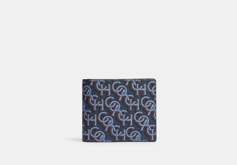 COACH®,3-IN-1 WALLET WITH COACH MONOGRAM PRINT,Gunmetal/Midnight,Front View