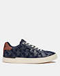 COACH®,LOWLINE LOW TOP SNEAKER,Leather,Midnight Navy,Angle View