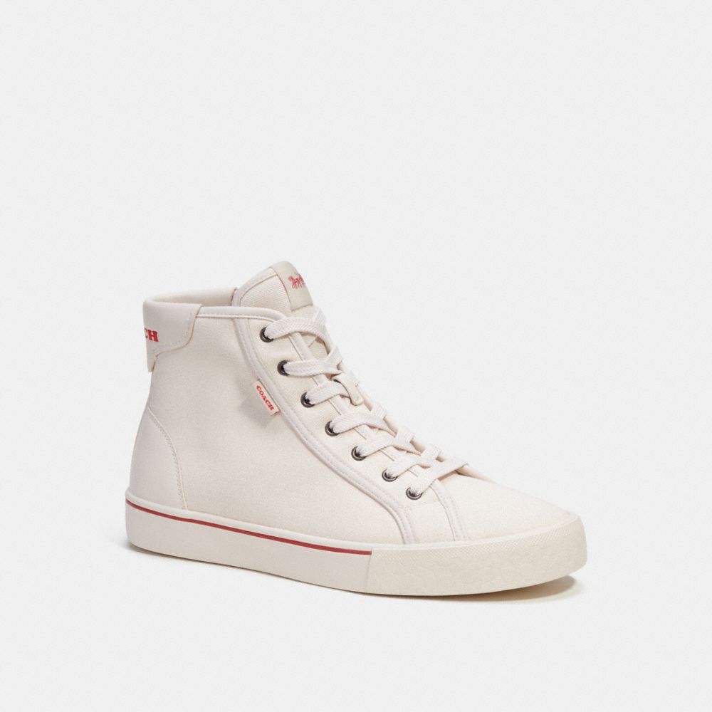 COACH®,SKATE HIGH TOP SNEAKER,Chalk Sport Red,Front View