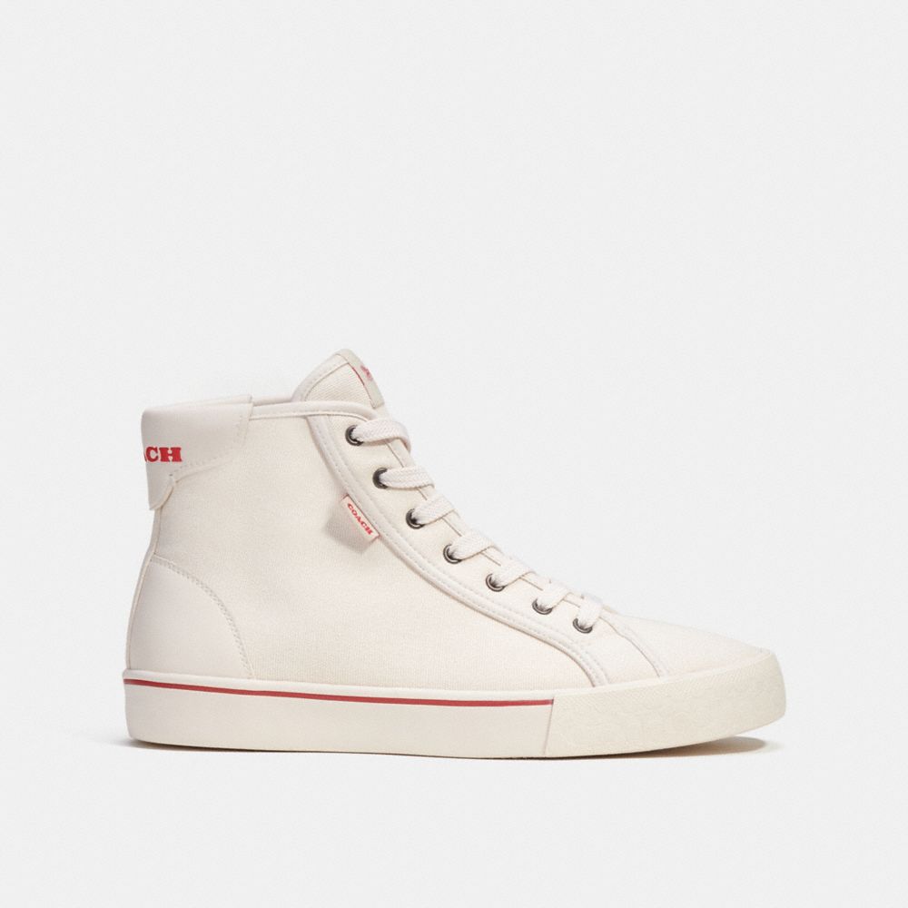 COACH®,SKATE HIGH TOP SNEAKER,Chalk Sport Red,Angle View