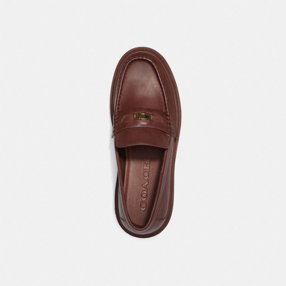 COACH®,LOAFER WITH SIGNATURE COIN,Leather,Saddle,Inside View,Top View