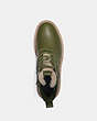 COACH®,CITYSOLE LACE UP BOOT WITH SHEARLING AND RECYCLED POLYESTER,Leather,Cactus,Inside View,Top View