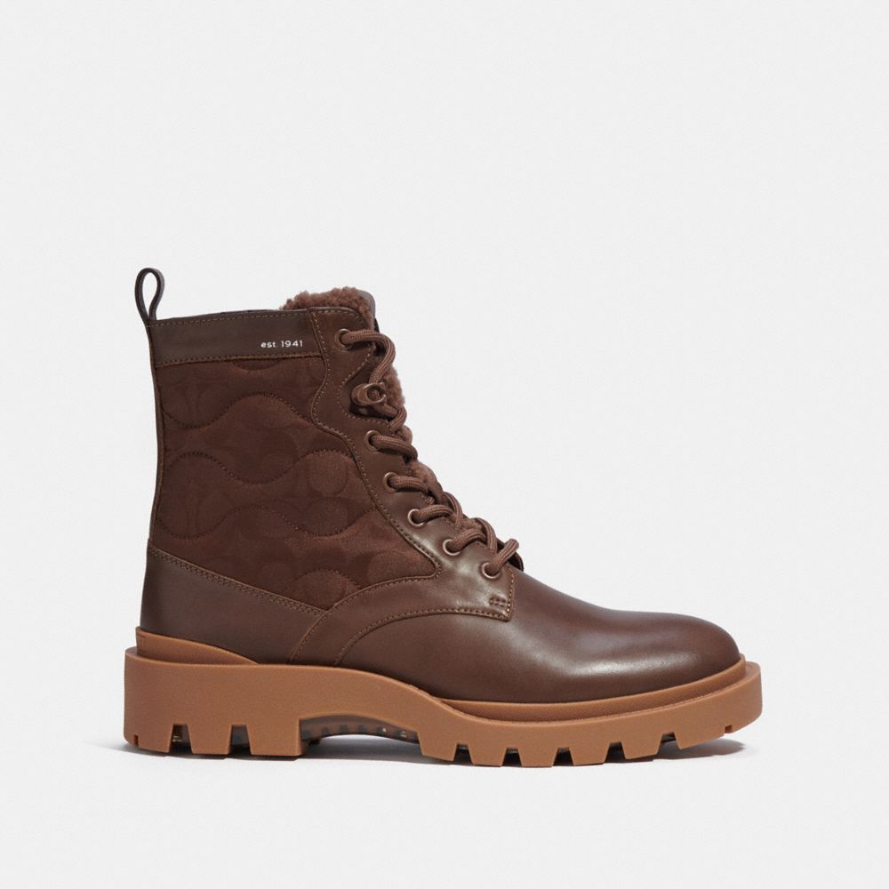 COACH® | Citysole Lace Up Boot With Shearling And Recycled Polyester