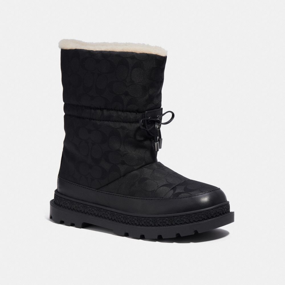 COACH®,BOTTE DE SKI EN POLYESTER RECYCLÉ,Polyester,Noir,Front View