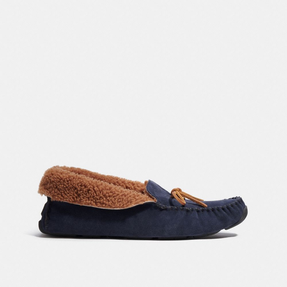 COACH®,SUEDE DRIVER,Midnight Navy,Angle View