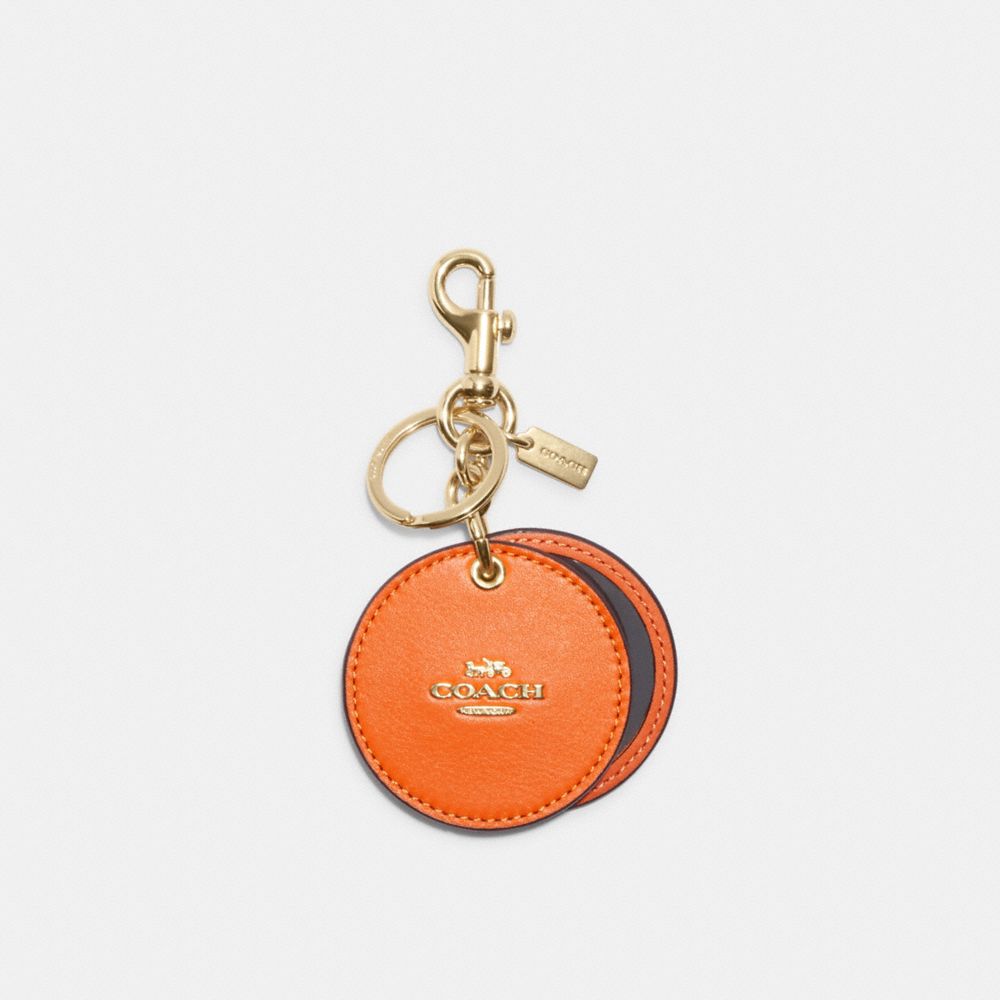 COACH®,MIRROR BAG CHARM,Mini,Im/Bright Orange,Front View