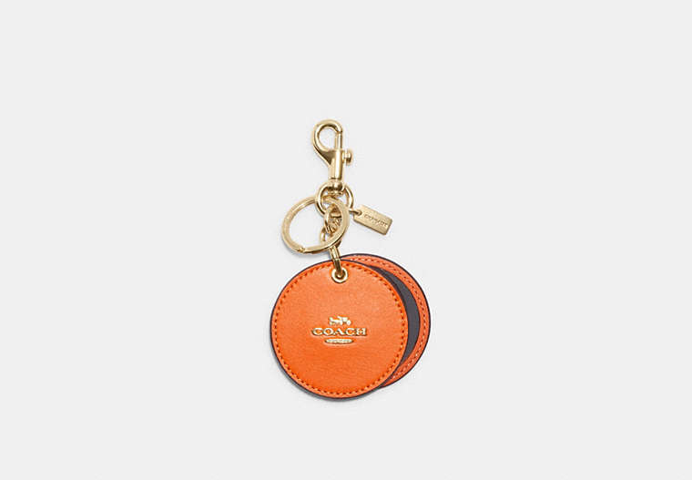 COACH®,MIRROR BAG CHARM,Mini,Im/Bright Orange,Front View