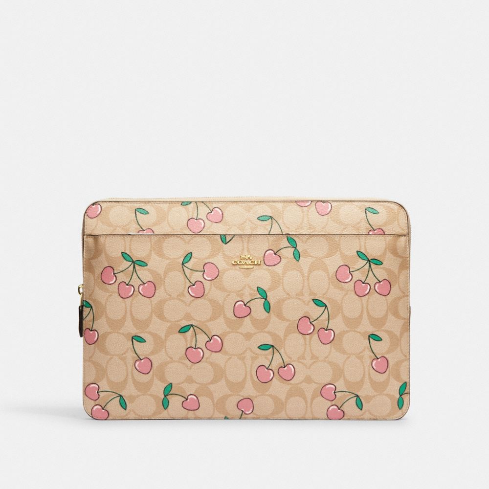 COACH®  Laptop Sleeve In Signature Canvas With Heart Cherry Print