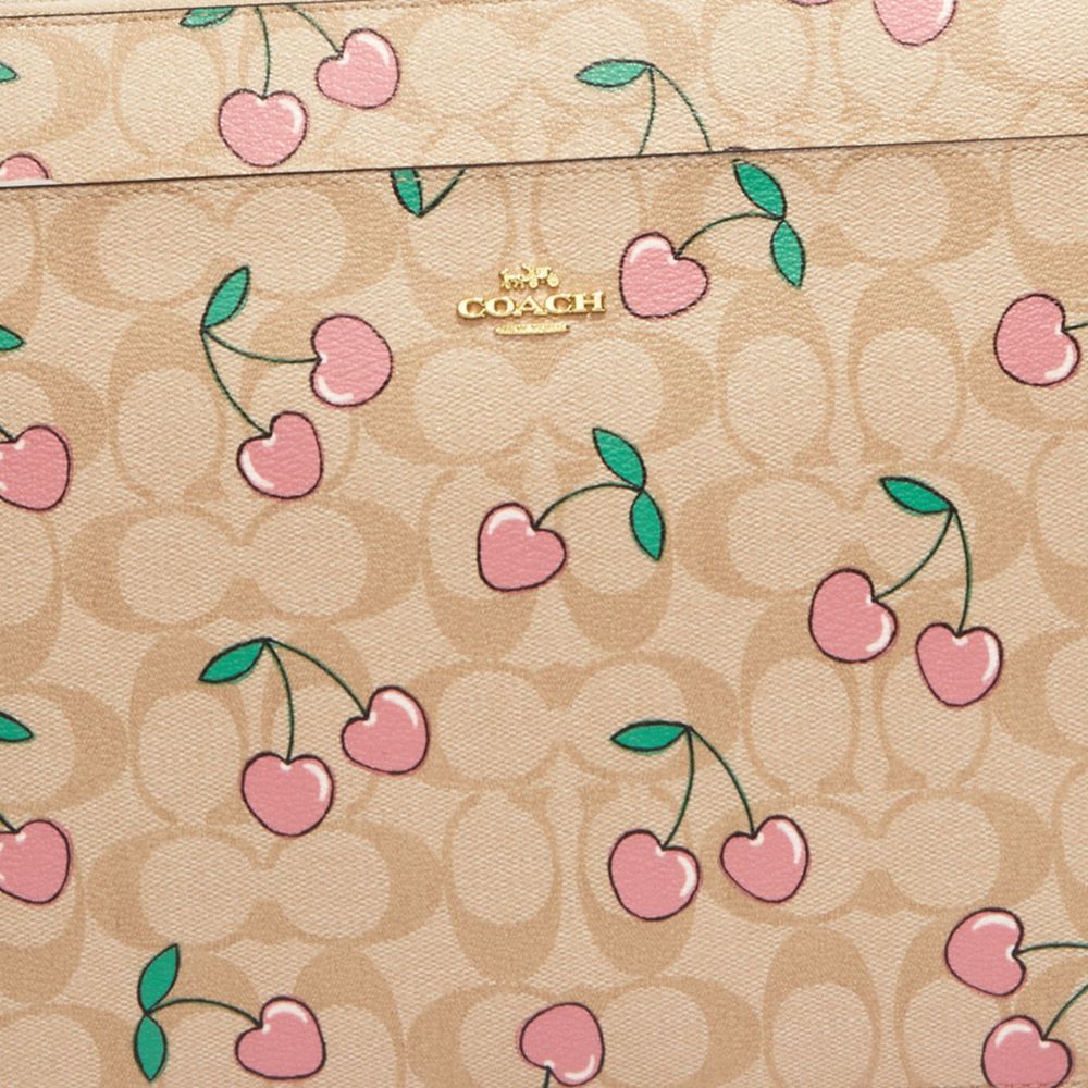 Laptop Sleeve In Signature Canvas With Heart Cherry Print