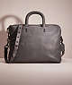 COACH®,RESTORED ROGUE SLIM BRIEF,Pebble Leather,Large,Black Copper/Grey,Front View