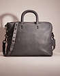 COACH®,RESTORED ROGUE SLIM BRIEF,Pebble Leather,Large,Black Copper/Grey,Front View