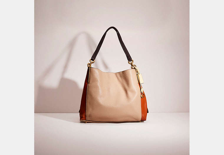 COACH®,RESTORED DALTON 31 IN COLORBLOCK,Brass/Taupe Ginger Multi,Front View