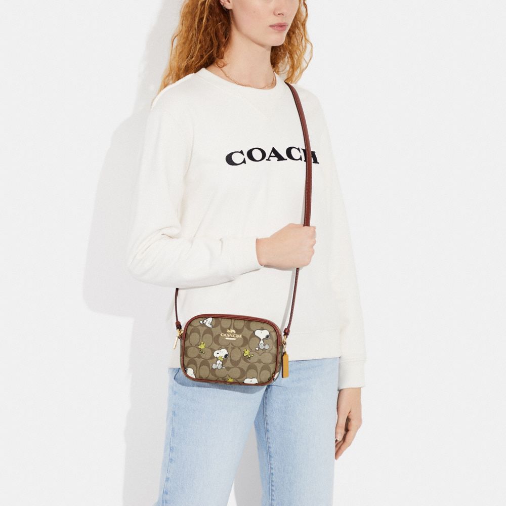 COACH®,Coach X Peanuts Mini Jamie Camera Bag In Signature Canvas With Snoopy Woodstock Print,,Detail View