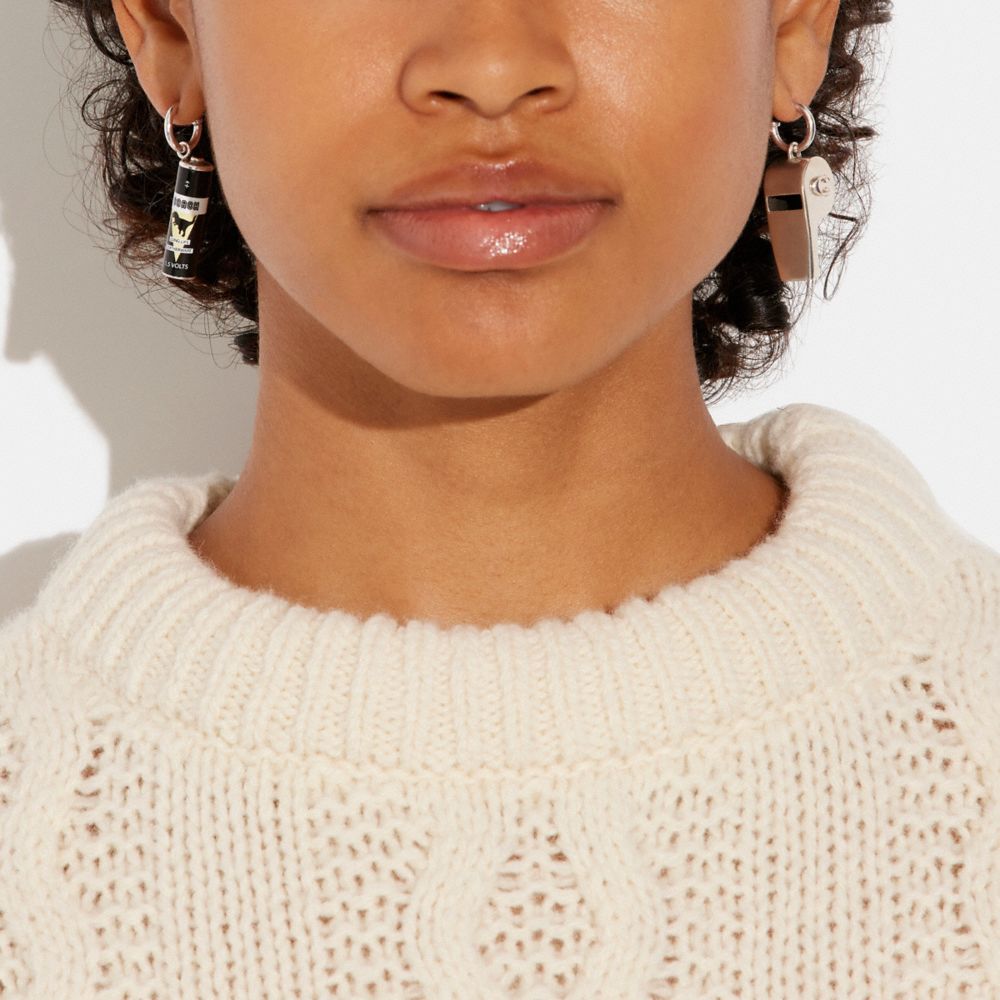 COACH®,Whistle Battery Mismatch Earrings,,Detail View