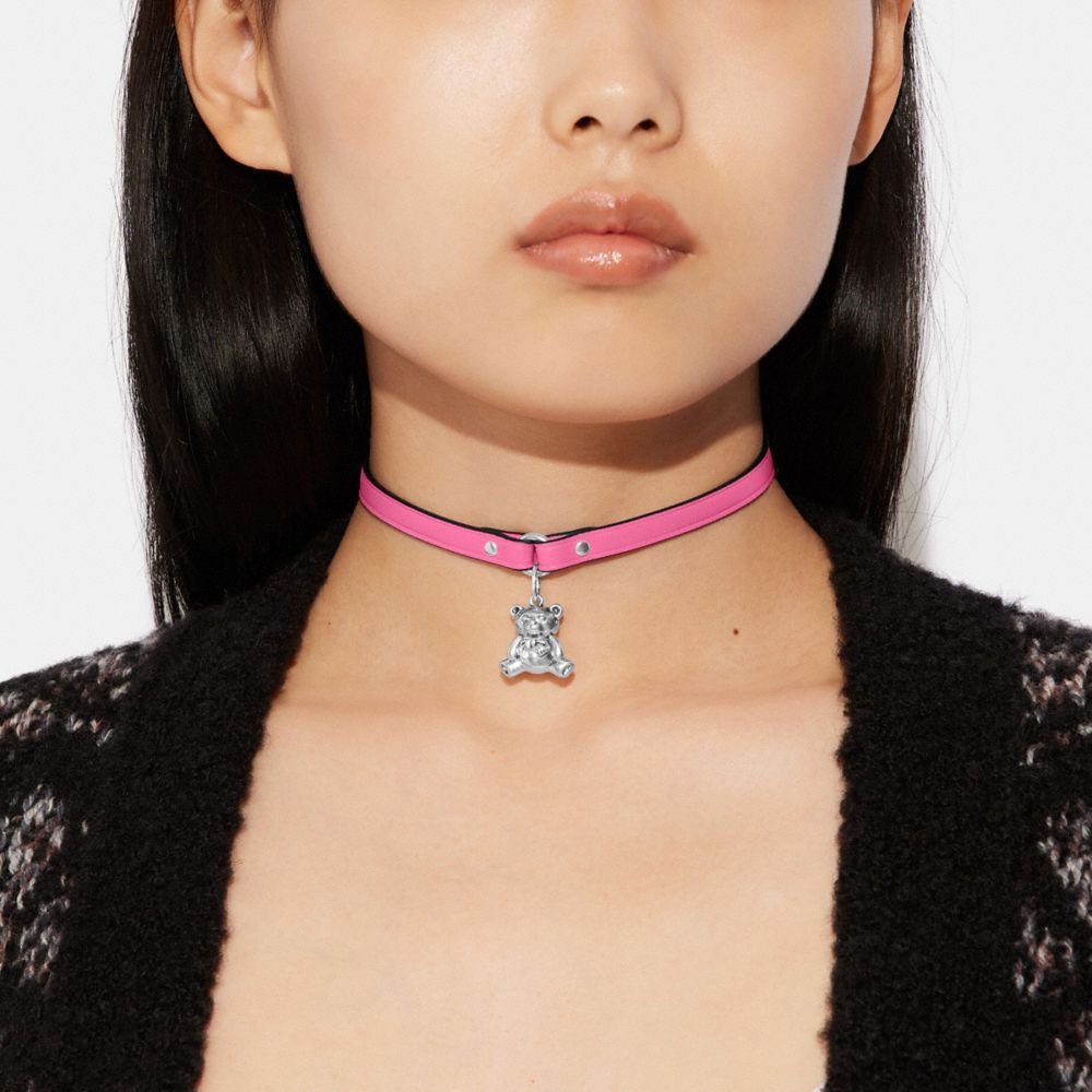 COACH®  Bow Charm Velvet Choker Necklace