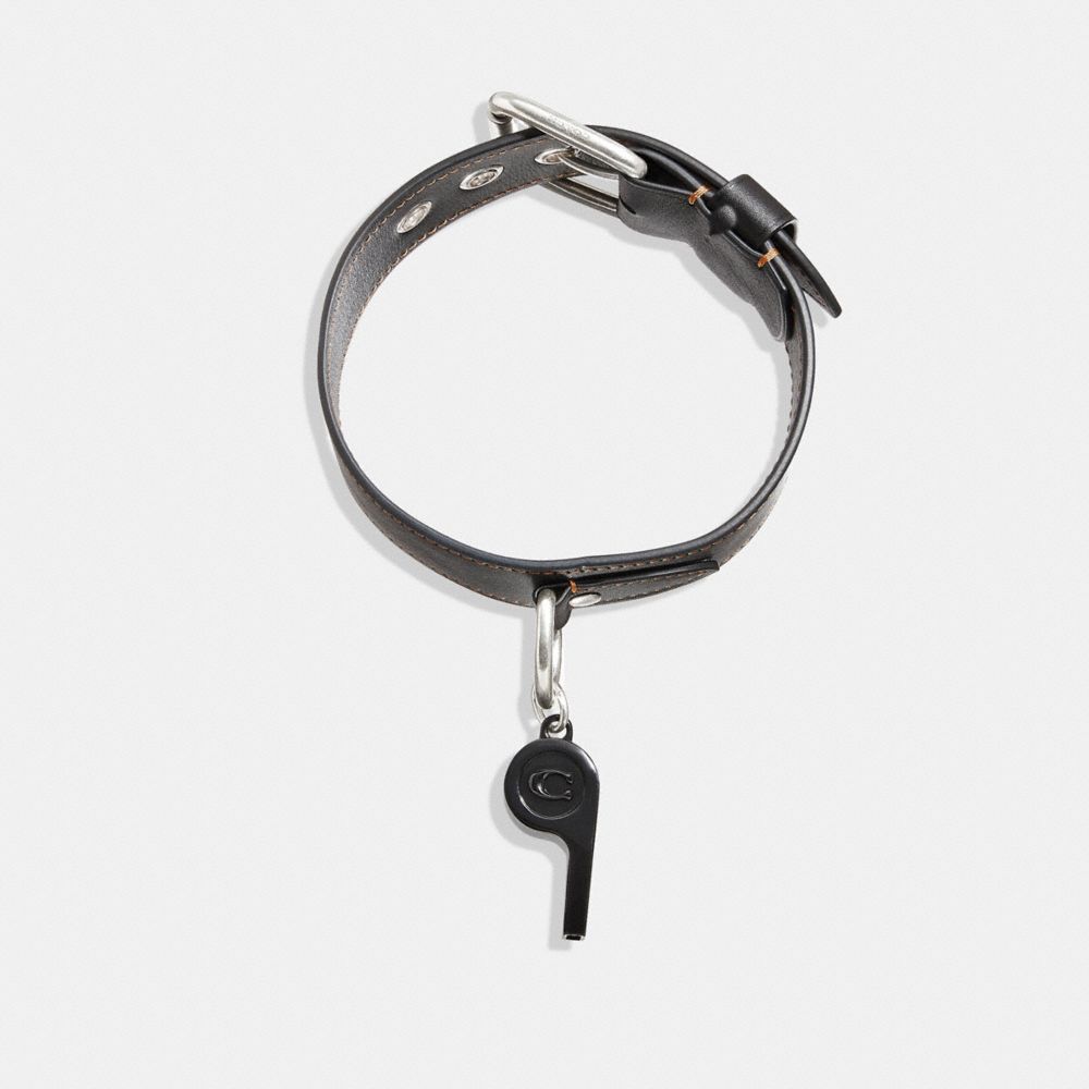 COACH®,WHISTLE LEATHER CHOKER NECKLACE,Black,Front View