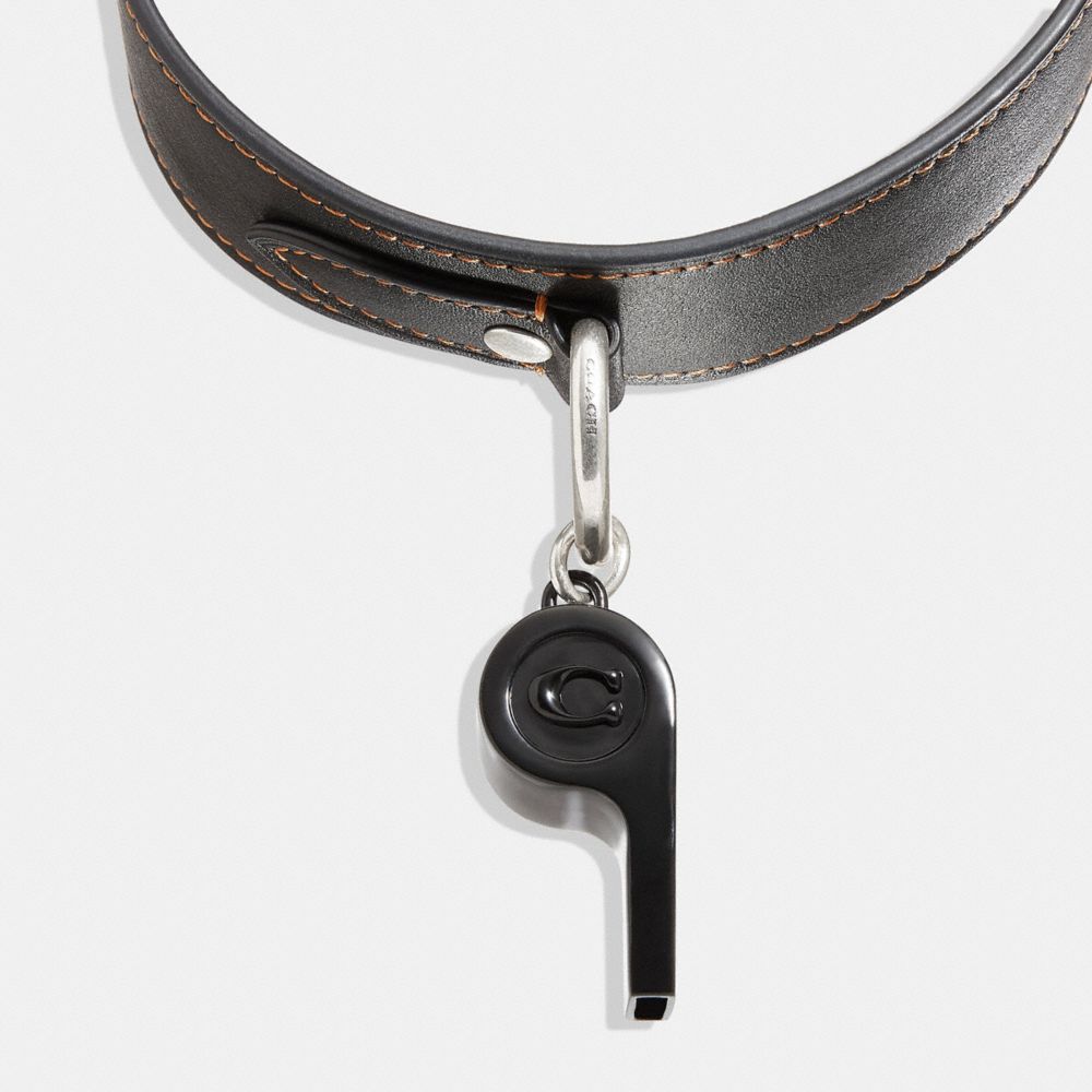 COACH®,WHISTLE LEATHER CHOKER NECKLACE,Black,Inside View,Top View