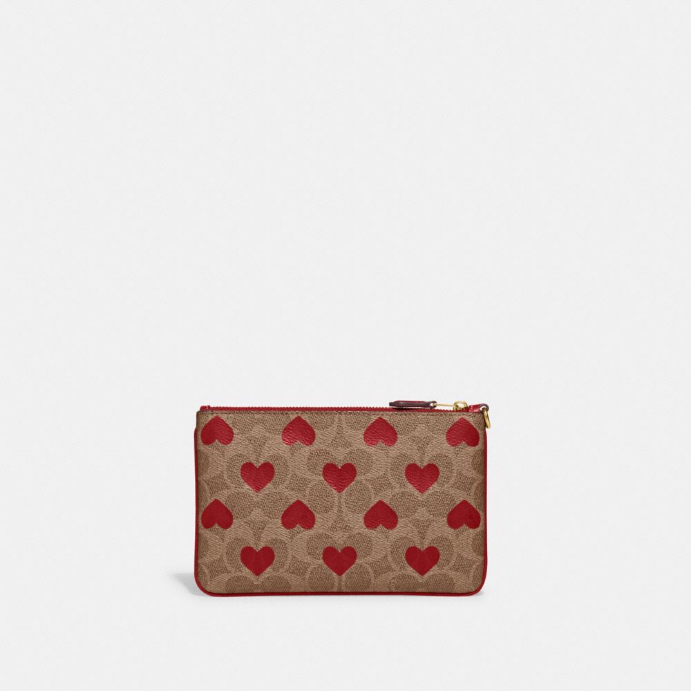 Coach Pencil Case in Signature Canvas with Stripe Heart Print