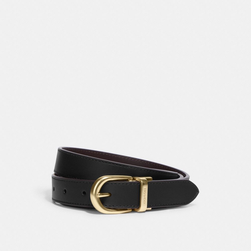 COACH®,CLASSIC BUCKLE CUT-TO-SIZE REVERSIBLE BELT, 25MM,Gold/Black Oxblood,Front View