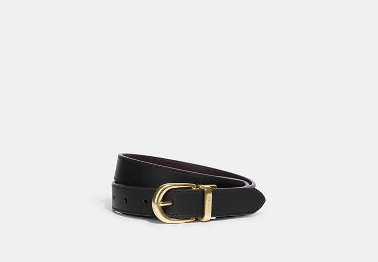 COACH®,CLASSIC BUCKLE CUT-TO-SIZE REVERSIBLE BELT, 25MM,Gold/Black Oxblood,Front View