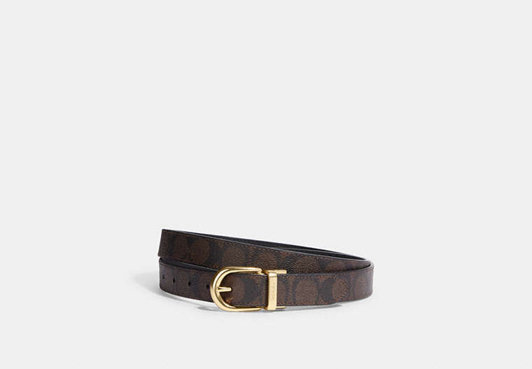 COACH®,CLASSIC BUCKLE CUT-TO-SIZE REVERSIBLE BELT, 25MM,Gold/Brown Black,Front View image number 0