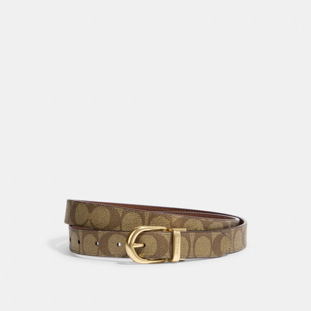 COACH®,CLASSIC BUCKLE CUT-TO-SIZE REVERSIBLE BELT, 25MM,Gold/Khaki Saddle,Front View