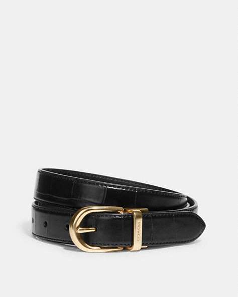 COACH®,CLASSIC BUCKLE CUT-TO-SIZE REVERSIBLE BELT, 25MM,Gold/Black,Front View