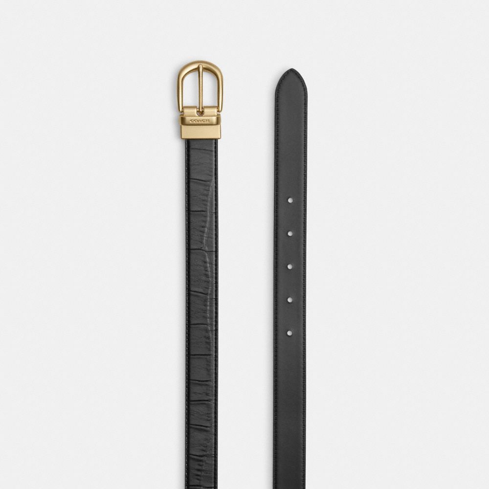 COACH®,CLASSIC BUCKLE CUT-TO-SIZE REVERSIBLE BELT, 25MM,Gold/Black,Angle View