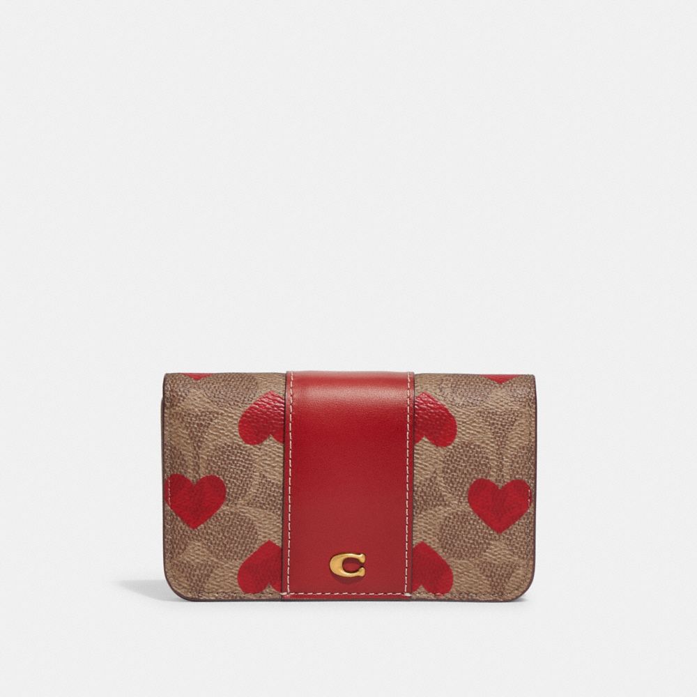 COACH®  Slim Card Case In Signature Canvas With Heart Print
