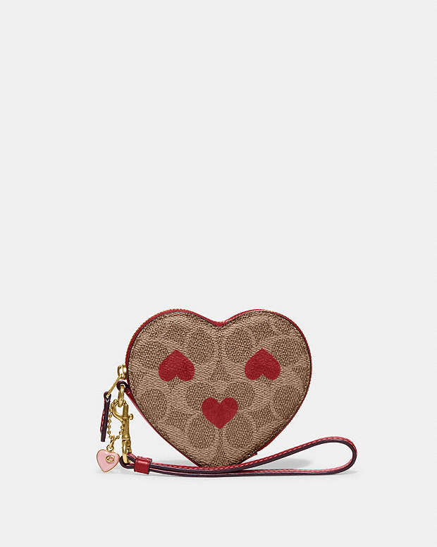 COACH® | Heart Wristlet In Signature Canvas With Heart Print