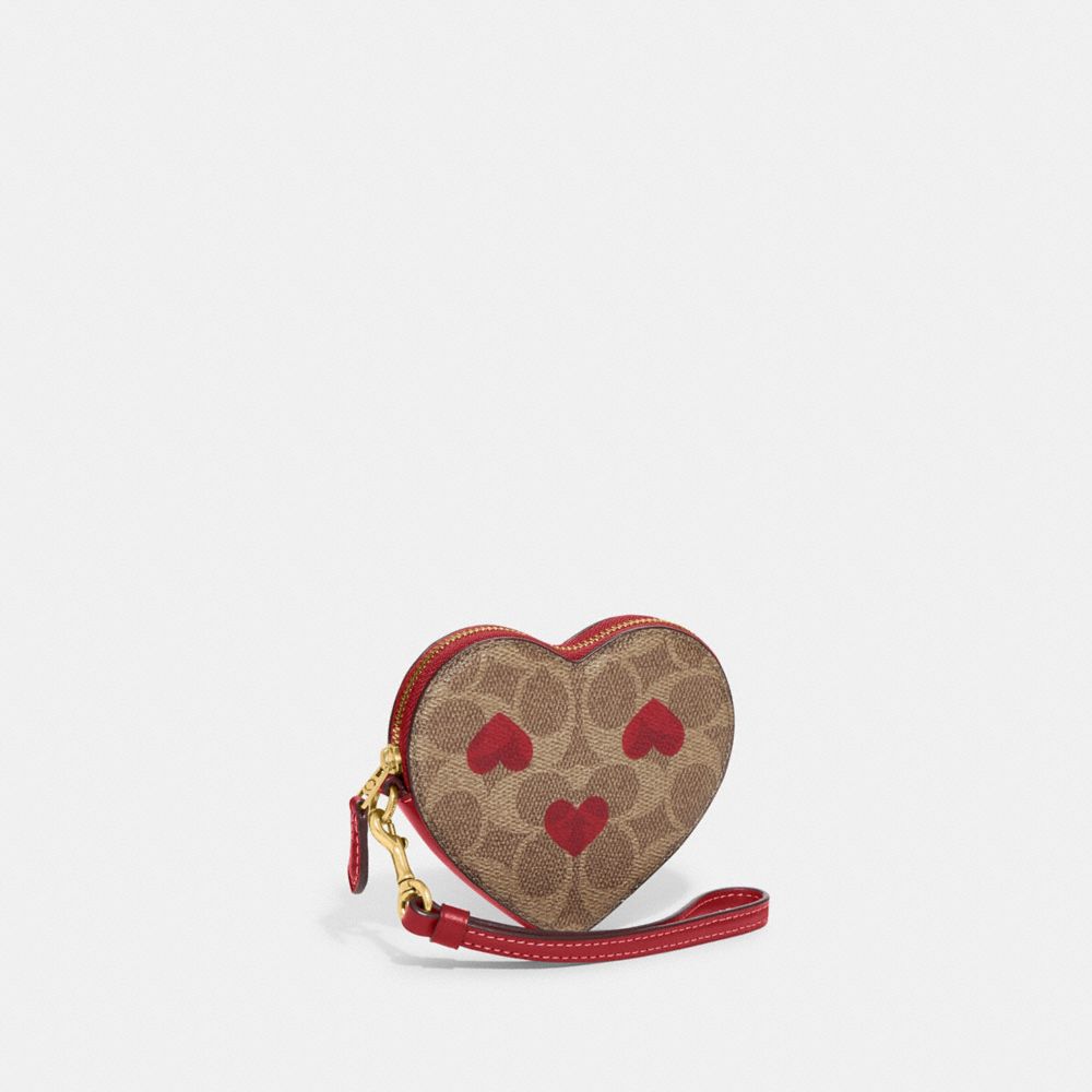 COACH®,Heart Wristlet In Signature Canvas With Heart Print,,Angle View