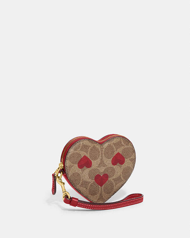 COACH® | Heart Wristlet In Signature Canvas With Heart Print