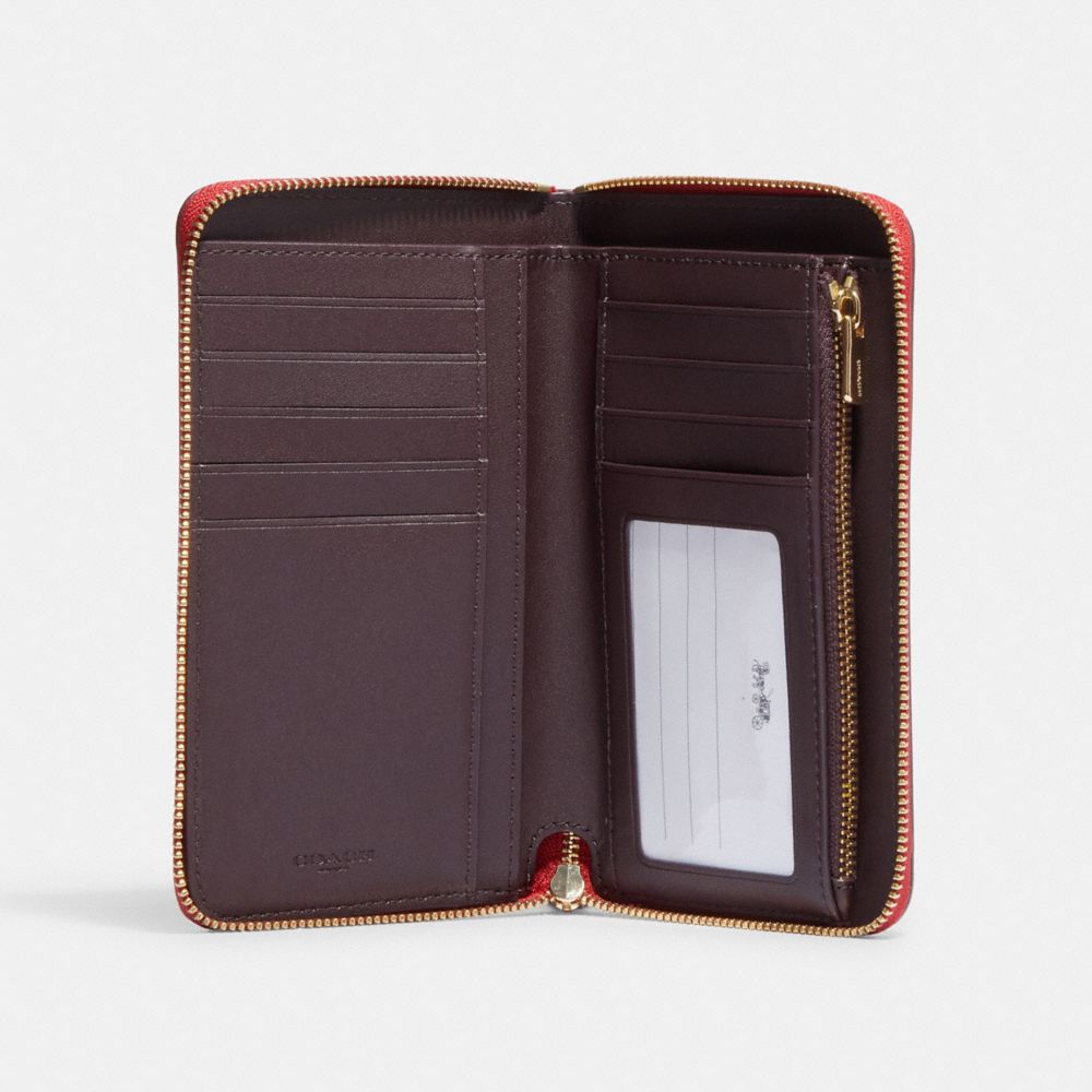 Medium Id Zip Wallet With Peony Print