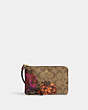 COACH®,CORNER ZIP WRISTLET IN SIGNATURE CANVAS WITH JUMBO FLORAL PRINT,Signature Coated Canvas,Mini,Gold/Khaki Multi,Front View