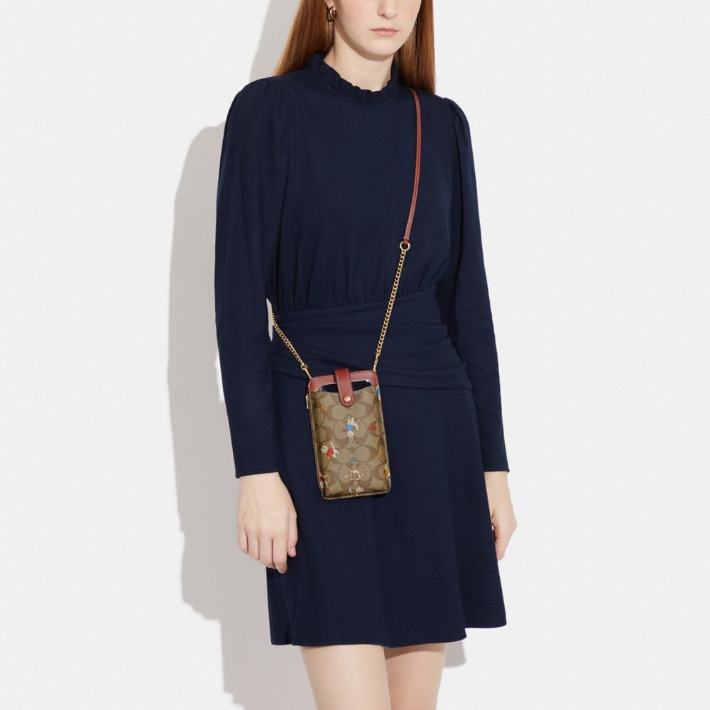 Phone Crossbody In Signature Canvas With Cat Mittens Print