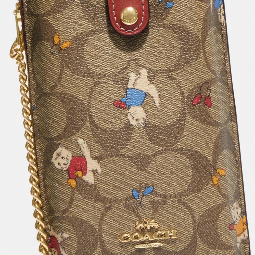 COACH®  Phone Crossbody In Signature Canvas With Cat Mittens Print