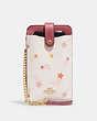 COACH®,PHONE CROSSBODY WITH SHOOTING STAR PRINT,Printed Coated Canvas,Mini,Gold/Chalk Multi,Front View