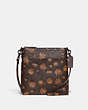 COACH®,KITT MESSENGER CROSSBODY BAG WITH FLORAL PRINT,Polished Pebble Leather,Small,Pewter/Multi,Front View