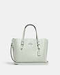 COACH®,MOLLIE TOTE 25 WITH SIGNATURE CANVAS INTERIOR,Signature Coated Canvas,Large,Silver/Light Sage/Khaki,Front View