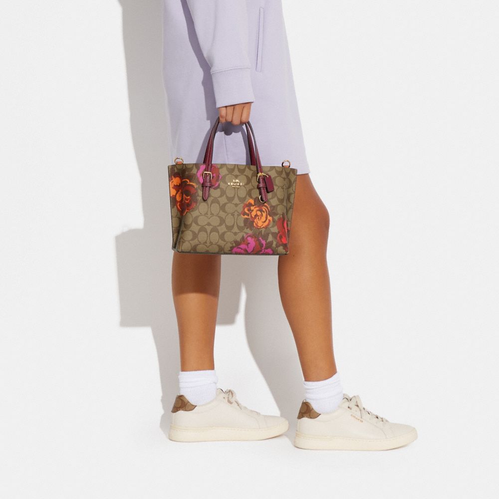 mollie tote in signature canvas with jumbo floral print