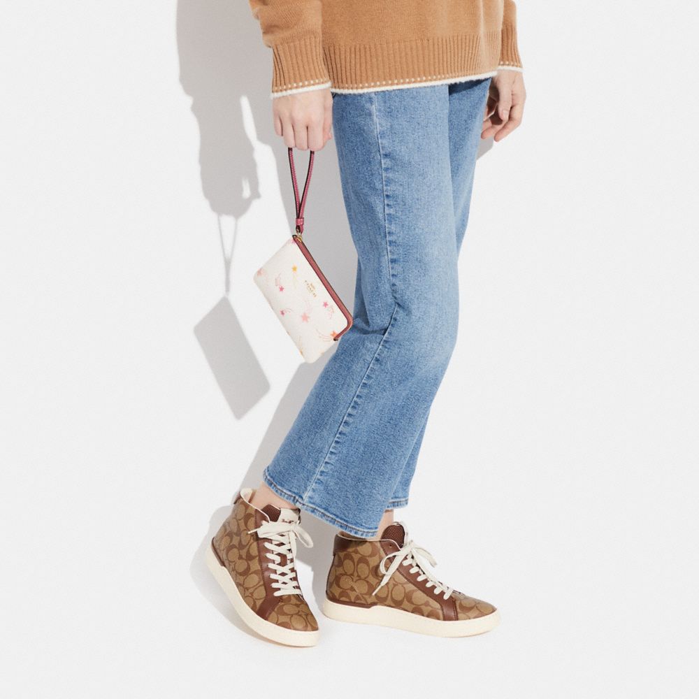 COACH®,Corner Zip Wristlet With Shooting Star Print,,Detail View