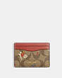 COACH®,CARD CASE IN SIGNATURE CANVAS WITH CAT MITTENS PRINT,Signature Coated Canvas,Gold/Khaki Multi,Front View
