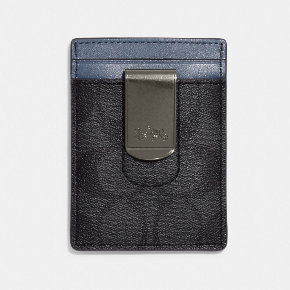 COACH®,BOXED 3-IN-1 CARD CASE GIFT SET IN COLORBLOCK SIGNATURE CANVAS,Gunmetal/Charcoal/Denim,Inside View,Top View