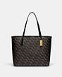 COACH®,CITY TOTE BAG WITH COACH MONOGRAM PRINT,Gold/Black,Front View