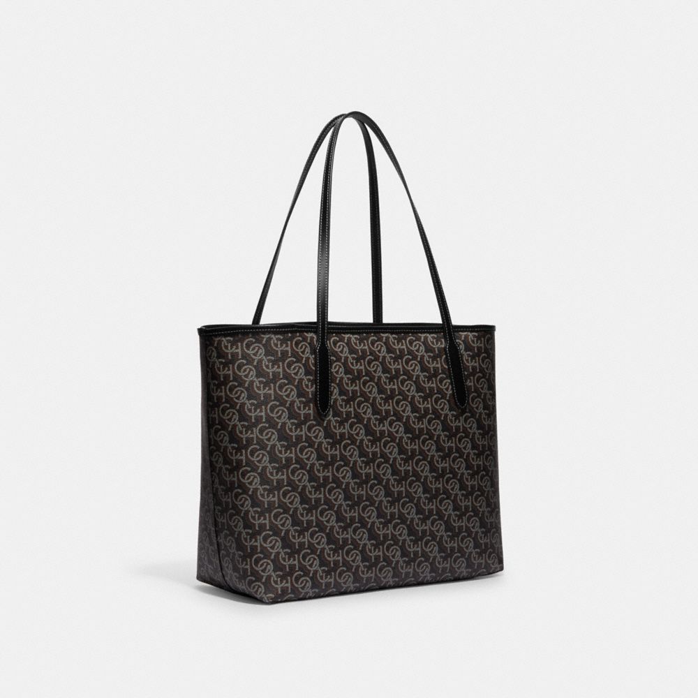 COACH®,City Tote Bag With Coach Monogram Print,,Angle View