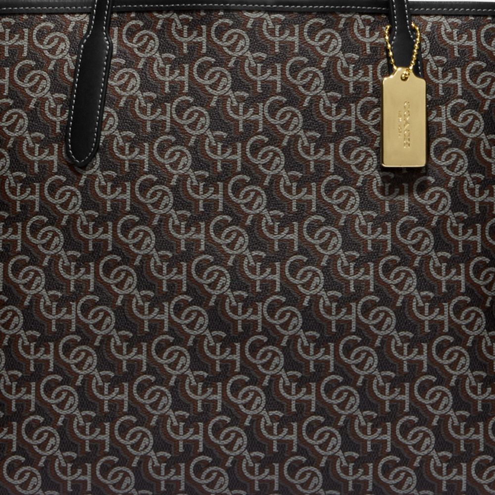COACH®,CABAS CITY AVEC IMPRIMÉ MONOGRAMME COACH,Doré/Noir,Detail View