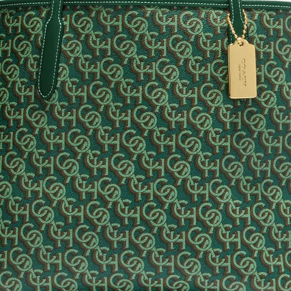 COACH®,City Tote Bag With Coach Monogram Print,,Detail View