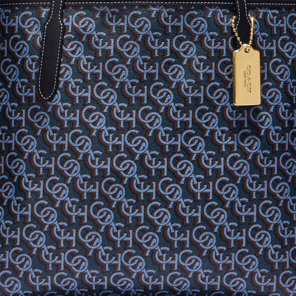 COACH®,CABAS CITY AVEC IMPRIMÉ MONOGRAMME COACH,Doré/bleu marine,Detail View