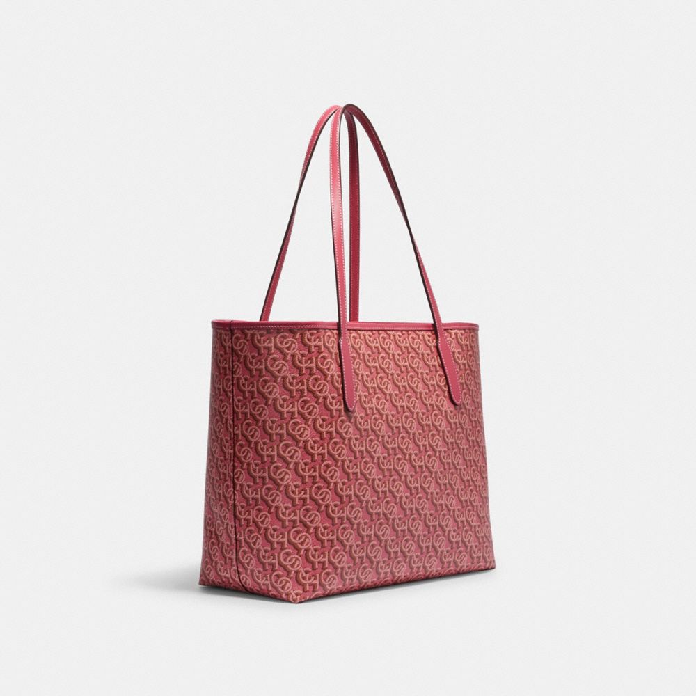 monogram print tote bag